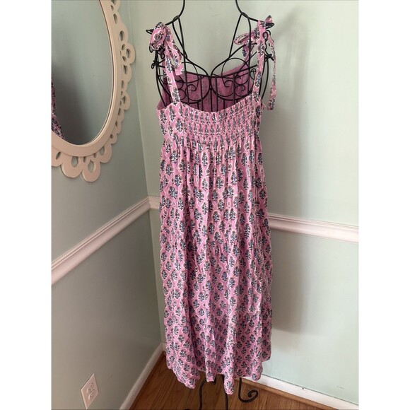 Emerson Fry India Collection Sara Tier Dress Day Flowers Aurora Pink Size Medium - Picture 6 of 8